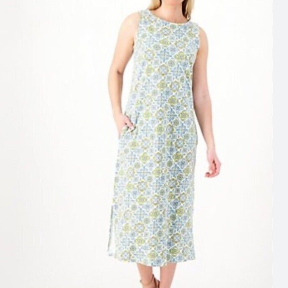 Naturals d&co. Dress size medium linen blend boat neck sleeveless  side pockets - Picture 9 of 10